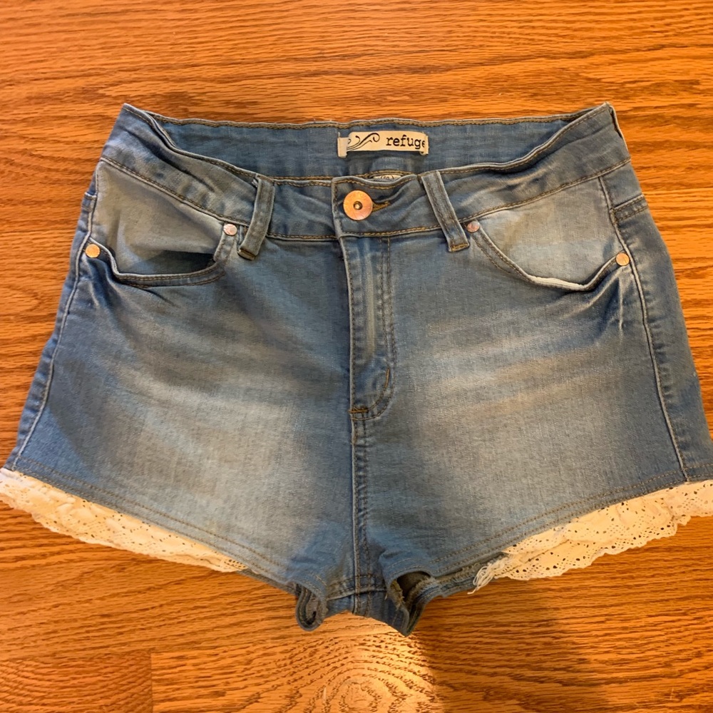 High waisted jean shorts